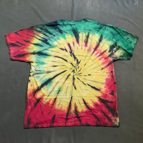 DOM Mens Tie Dye Pawsitive Vibes Reggae Cat Graphic T-Shirt Size XL - Picture 3 of 6